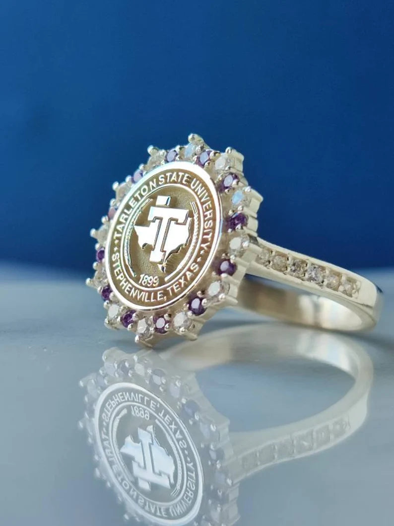 Tarleton Sterling Silver College Graduation Ring – Custom Year Engraving ( Purple )